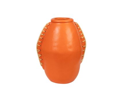 Vase Romimex Orange Natural Ceramic Rattan 22 x 35 x 25 cm on Sale