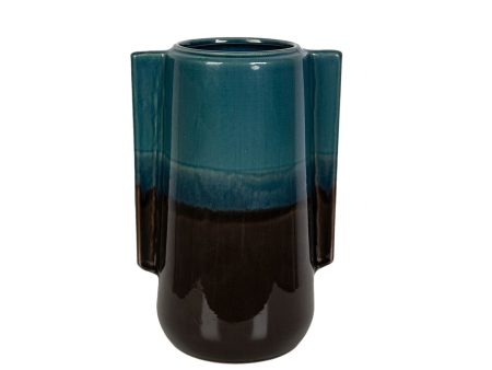 Vase Romimex Blue Black Ceramic 23 x 35 x 23 cm Hot on Sale