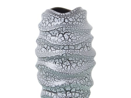 Vase Alexandra House Living Grey Silver Ceramic Crackled 18 x 18 x 32 cm For Cheap