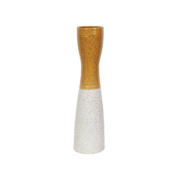 Vase Romimex Yellow White Ceramic 12 x 59 x 12 cm For Cheap