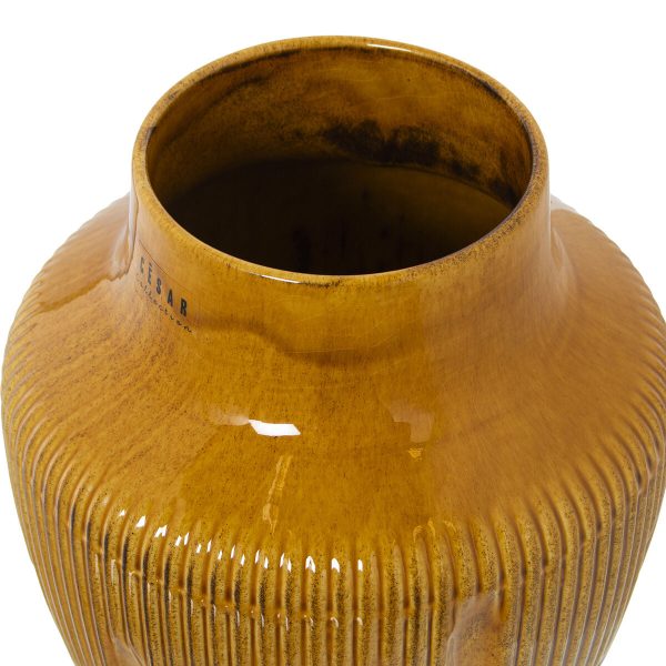 Vase Alexandra House Living Yellow Ceramic Shiny 18 x 18 x 23 cm For Sale