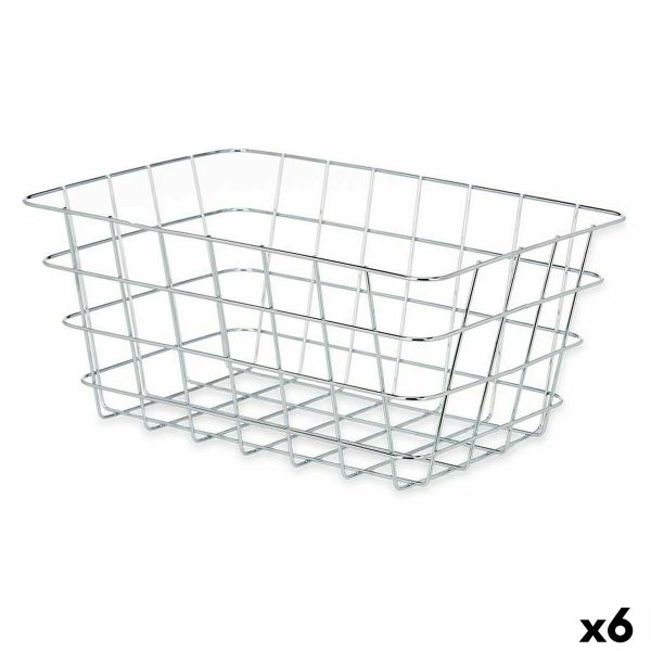 Multi-purpose basket Silver Metal 31 x 14 x 21 cm Rectangular (6 Units) Online now