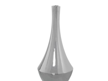 Vase Alexandra House Living Silver Ceramic 14 x 14 x 28 cm Fashion