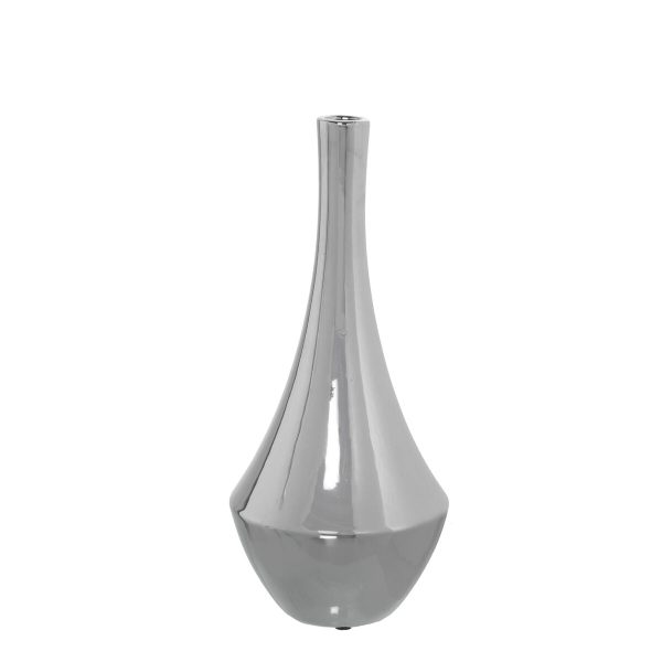 Vase Alexandra House Living Silver Ceramic 14 x 14 x 28 cm Fashion