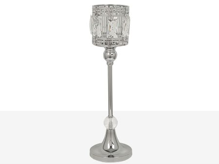 Candleholder Romimex Silver Metal Glass 12 x 40 x 12 cm Wineglass on Sale