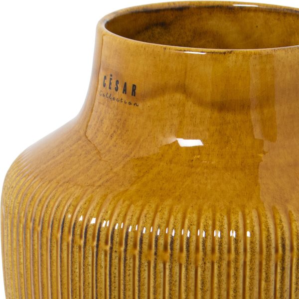 Vase Alexandra House Living Yellow Ceramic Shiny 18 x 18 x 23 cm For Sale