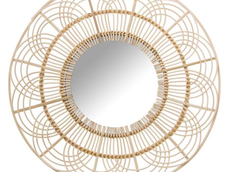 Wall mirror Alexandra House Living Rattan Natural Fibre 2 x 54 x 54 cm Circular Discount