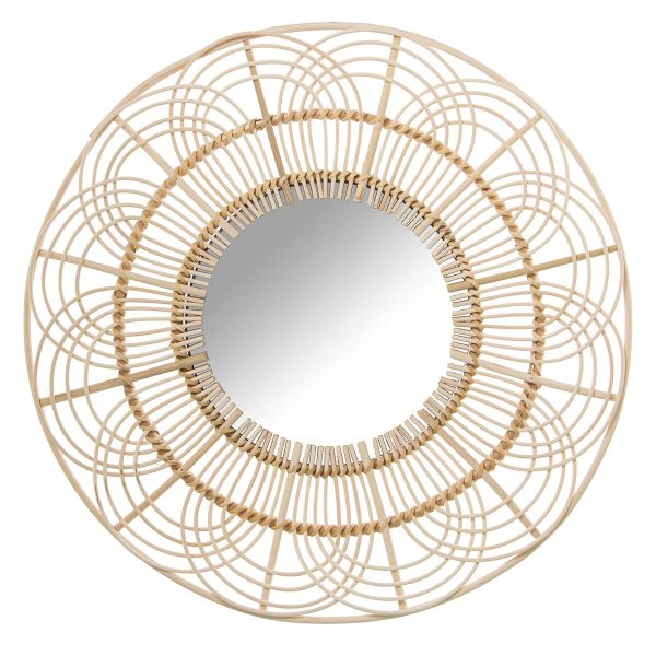 Wall mirror Alexandra House Living Rattan Natural Fibre 2 x 54 x 54 cm Circular Discount