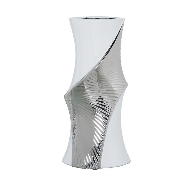 Vase Alexandra House Living White Silver Ceramic 15 x 18 x 36 cm Online