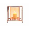 Candleholder Squared Copper Amber 14 x 15,5 x 14 cm Golden Metal Glass For Discount