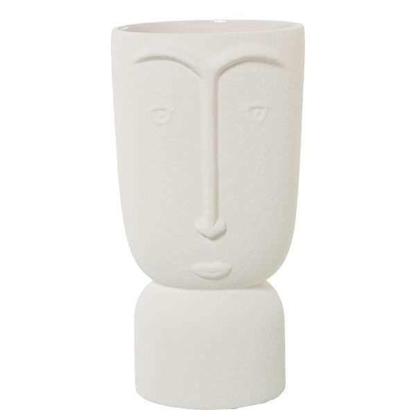 Vase Alexandra House Living Ecru Ceramic Face 16 x 16 x 27 cm For Discount