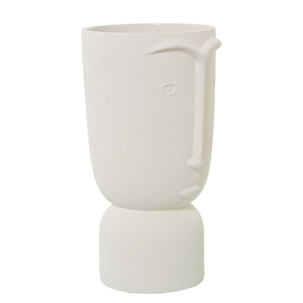 Vase Alexandra House Living Ecru Ceramic Face 16 x 16 x 27 cm For Discount