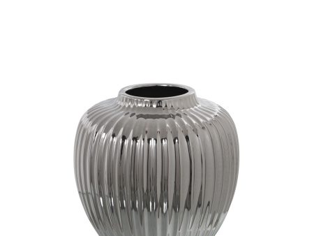 Vase Alexandra House Living Silver Ceramic 21 x 21 x 22 cm For Sale