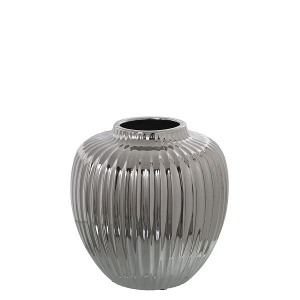 Vase Alexandra House Living Silver Ceramic 21 x 21 x 22 cm For Sale