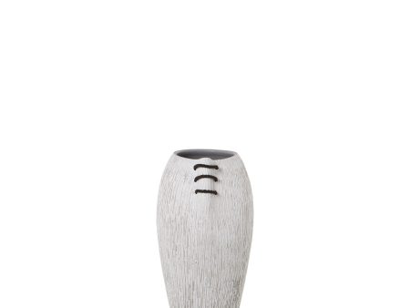 Vase Alexandra House Living White Ceramic Stripes 22 x 22 x 40 cm Online Sale