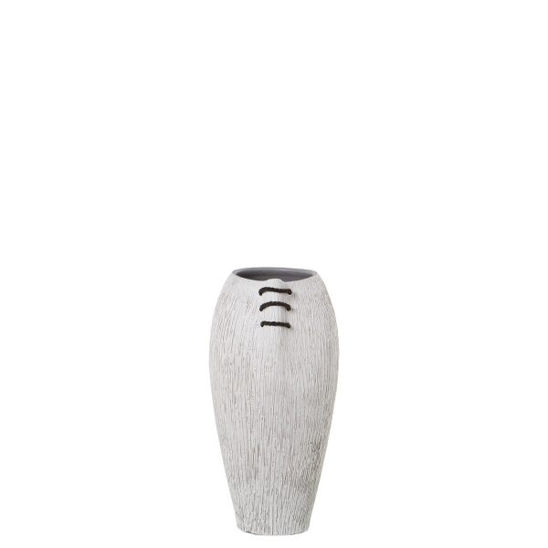 Vase Alexandra House Living White Ceramic Stripes 22 x 22 x 40 cm Online Sale