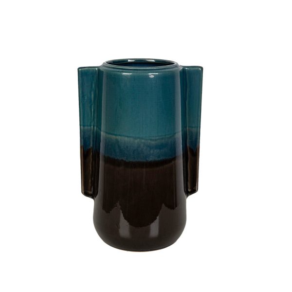 Vase Romimex Blue Black Ceramic 23 x 35 x 23 cm Hot on Sale