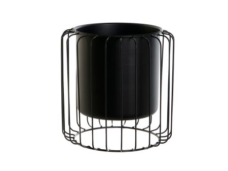 Planter DKD Home Decor Black Metal 26 x 26 x 26 cm Cheap