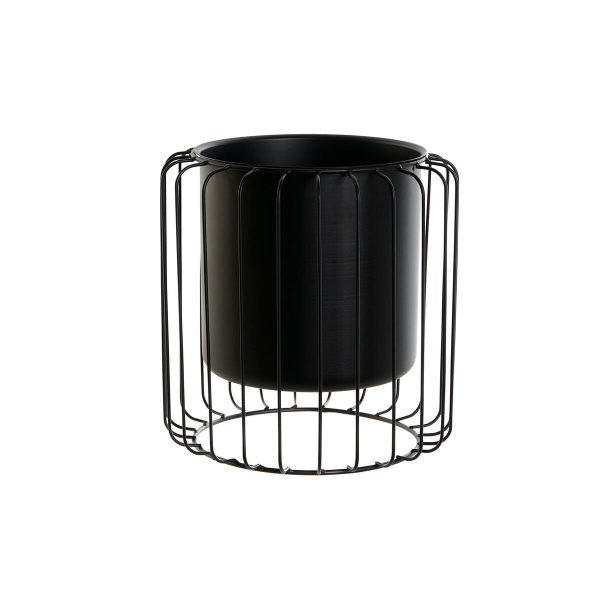 Planter DKD Home Decor Black Metal 26 x 26 x 26 cm Cheap