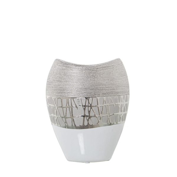 Vase Alexandra House Living Silver Ceramic 18 x 10 x 21 cm Supply