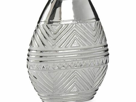 Vase Width Silver Ceramic 9,8 x 26,5 x 22 cm (6 Units) Online Sale