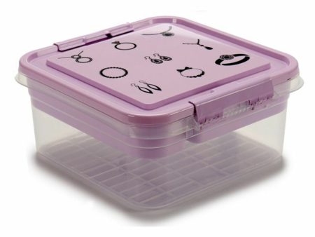 Jewelry box Purple Transparent Plastic 24,5 x 11,5 x 26 cm (12 Units) Discount