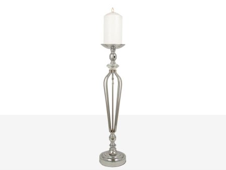 Candleholder Romimex Silver Metal Glass 16 x 57 x 16 cm on Sale