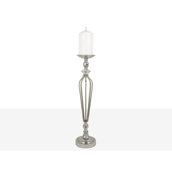 Candleholder Romimex Silver Metal Glass 16 x 57 x 16 cm on Sale