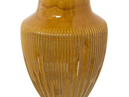 Vase Alexandra House Living Yellow Ceramic Shiny 18 x 18 x 23 cm For Sale