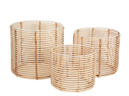 Set of Planters Romimex Natural Rattan (3 Pieces) Supply