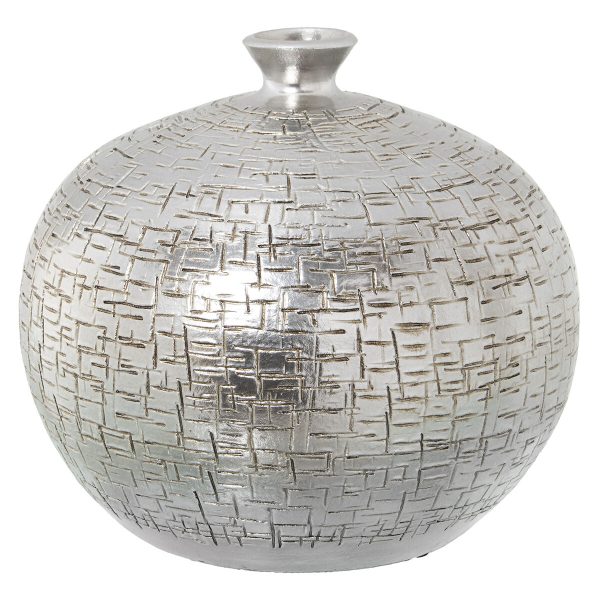 Vase Alexandra House Living Silver Ceramic 25 x 25 x 21 cm Fashion