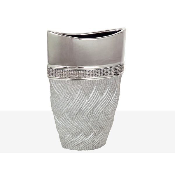 Vase Romimex Silver Ceramic 18 x 28 x 9 cm Discount