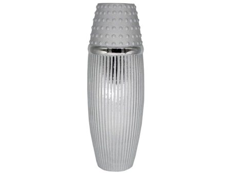 Vase Romimex Silver Ceramic 14 x 41 x 14 cm Online Hot Sale