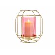 Candleholder Pink Golden Lantern Metal Glass (19 x 20 x 19 cm) Fashion