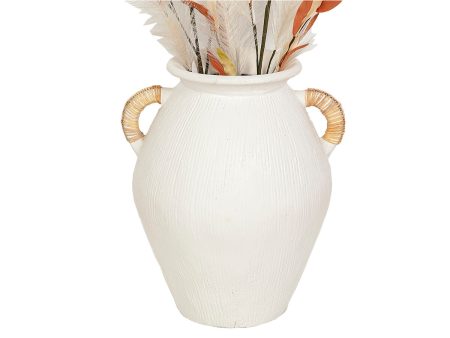 Vase Romimex White Rattan Terracotta 30 x 40 x 30 cm With handles Fashion