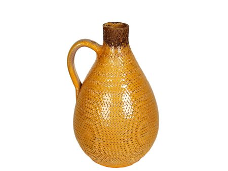 Vase Romimex Mustard Ceramic 20 x 30 x 20 cm With handle Online now