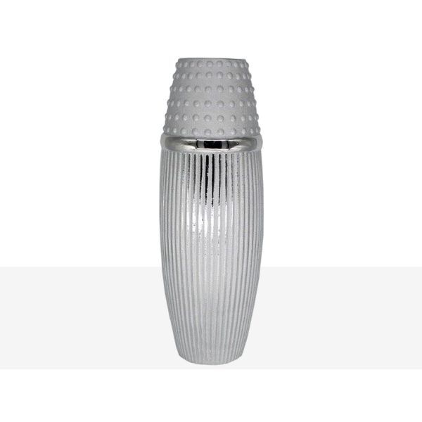 Vase Romimex Silver Ceramic 14 x 41 x 14 cm Online Hot Sale