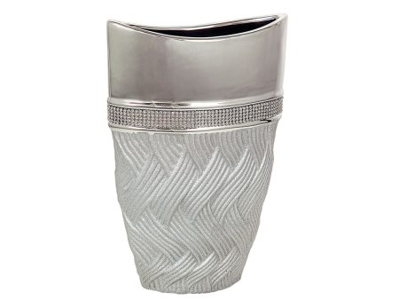 Vase Romimex Silver Ceramic 18 x 28 x 9 cm Discount