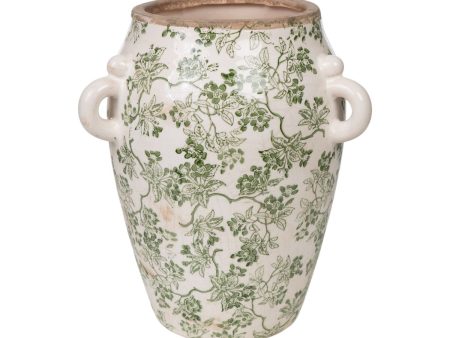 Vase Romimex Green Beige Porcelain 19 x 23 x 19 cm With handles For Cheap