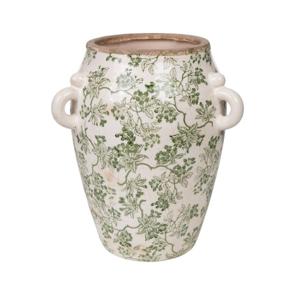 Vase Romimex Green Beige Porcelain 19 x 23 x 19 cm With handles For Cheap