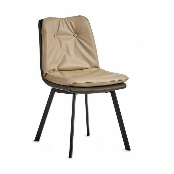 Armchair Buttons Black Beige Grey Steel 62 x 85 x 47 cm (2 Units) Online now