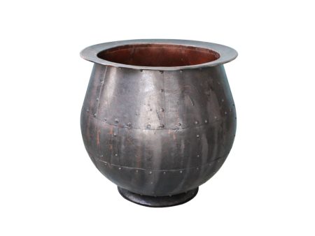 Planter Romimex Black Metal 46 x 49 x 46 cm For Sale