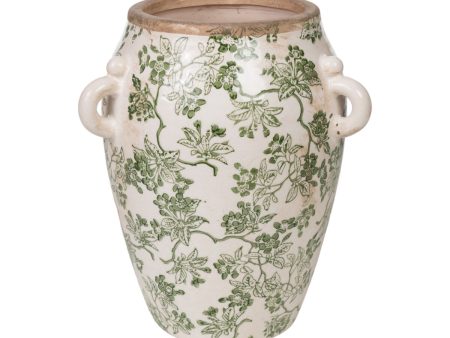 Vase Romimex Green Beige Porcelain 23 x 27 x 23 cm With handles Hot on Sale