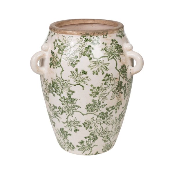 Vase Romimex Green Beige Porcelain 23 x 27 x 23 cm With handles Hot on Sale