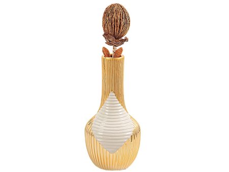 Vase Romimex White Golden Ceramic 14 x 28 x 14 cm Online Hot Sale