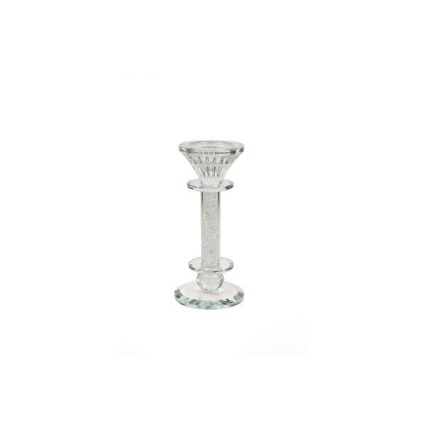 Candleholder Romimex Silver Glass 8 x 17 x 8 cm Hot on Sale