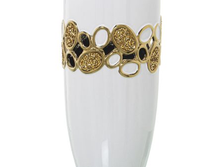 Vase Alexandra House Living White Golden Ceramic 15 x 15 x 27 cm Online Hot Sale