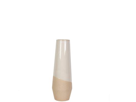 Vase Romimex White Beige Ceramic 12 x 30 x 12 cm Online Hot Sale