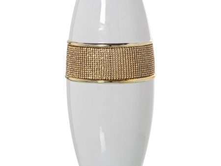 Vase Alexandra House Living White Golden Ceramic Shiny 14 x 14 x 30 cm For Discount