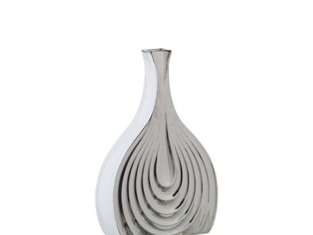 Vase Alexandra House Living White Silver Ceramic 7 x 18 x 27 cm For Cheap